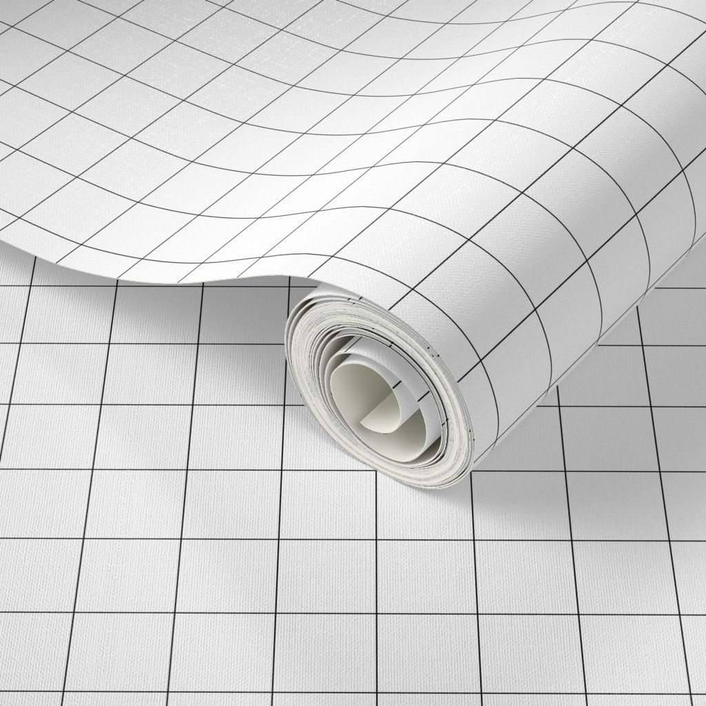 1 inch Black Grid Lines on White Wallpaper grid pattern wallpaper