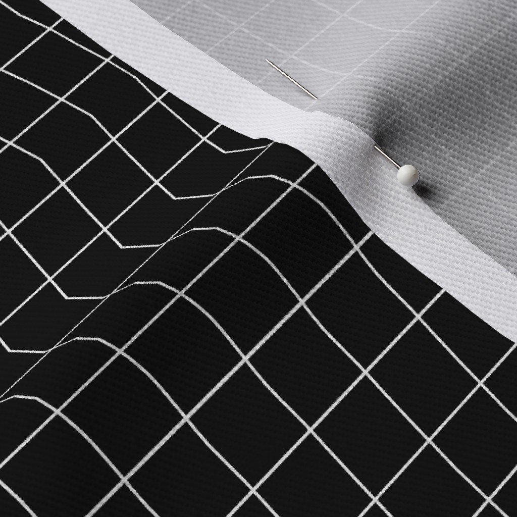 1/2 inch White Grid Lines on Black Fabric black fabric