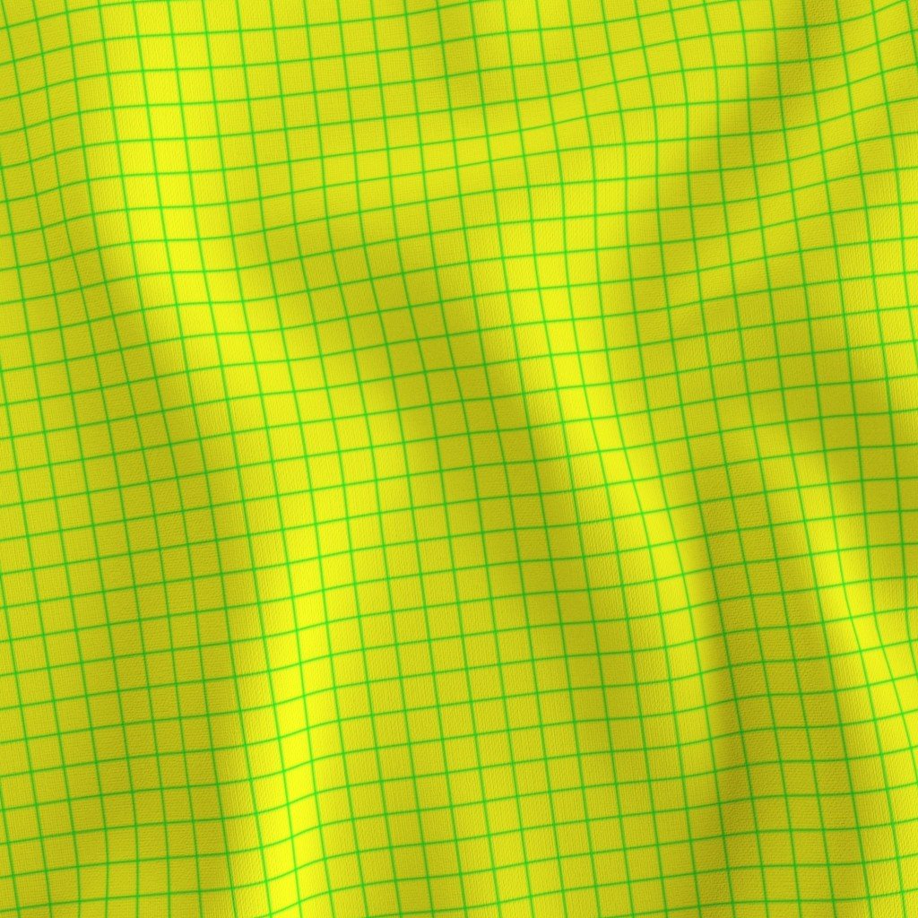 Green on Yellow on Lemon and Lime Grid 1/2 inch Fabric check fabric
