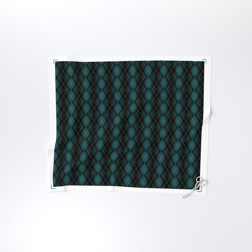 Dark Teal Argyle Diamond Check Fabric lifestyle view