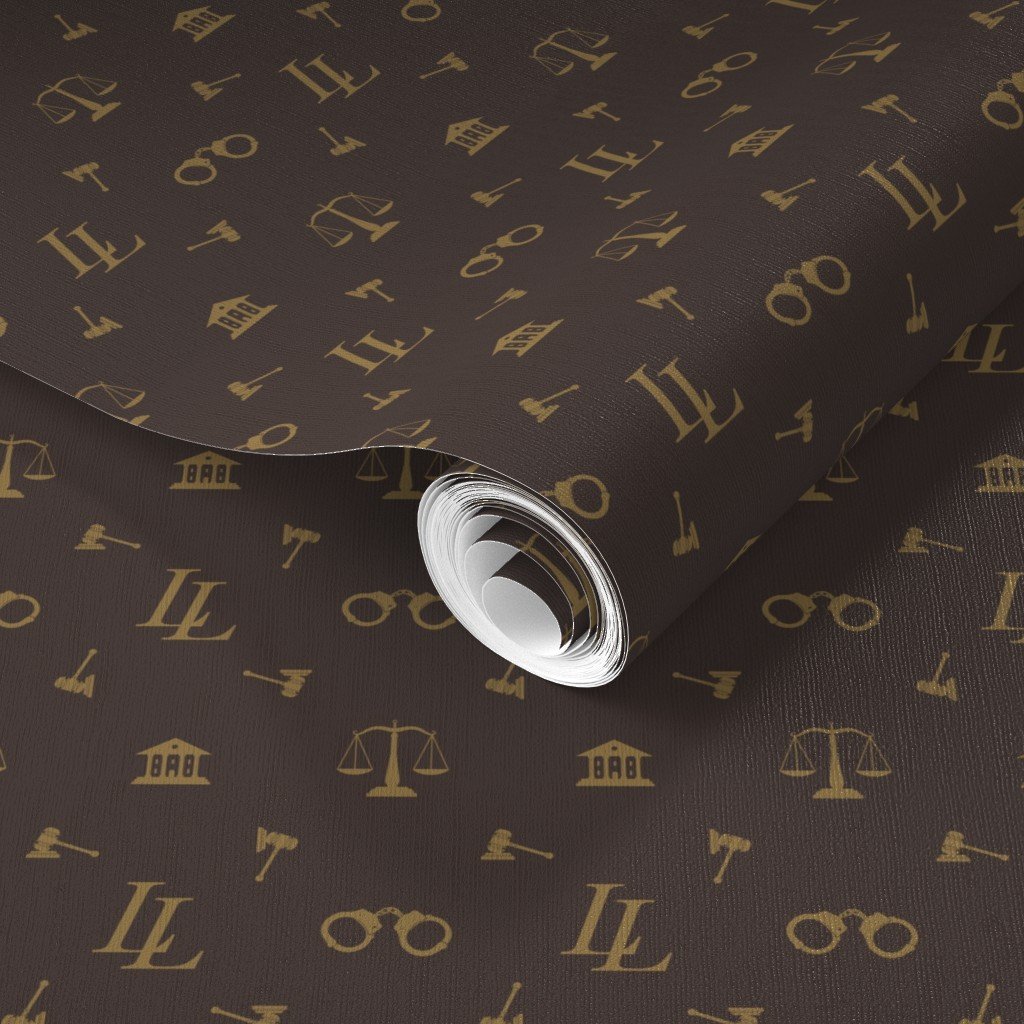 Louis Lawyer Symbols and Motifs in Tan on Brown Wallpaper criminal justice wallpaper
