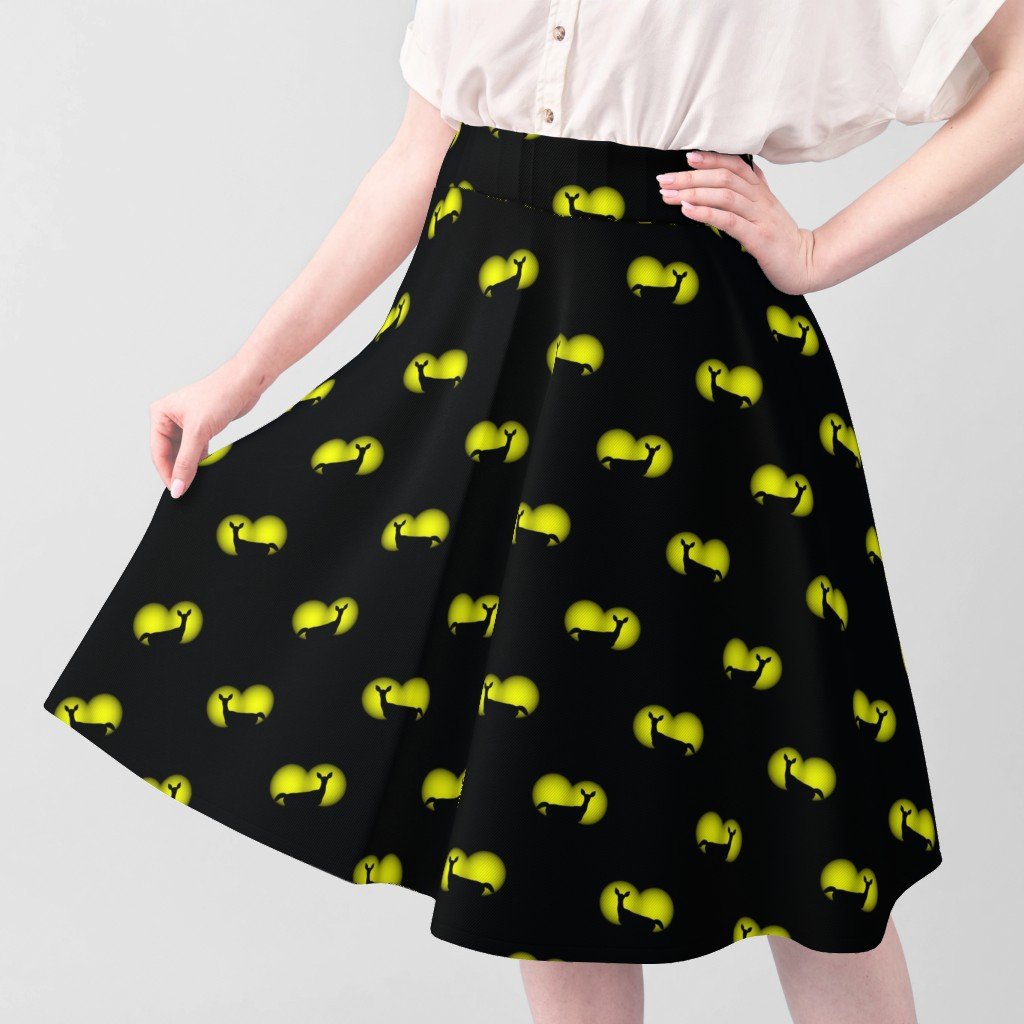 Deer Caught in Headlights- Bright Yellow Eyes in the Dark Fabric buck fabric