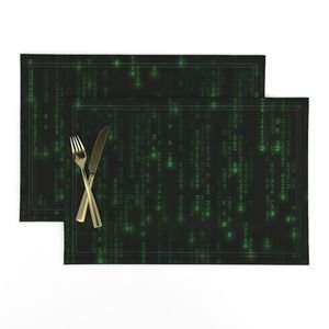 Neon Green Digital Rain Computer Code Decor Collection Decor Collection computer placemat design