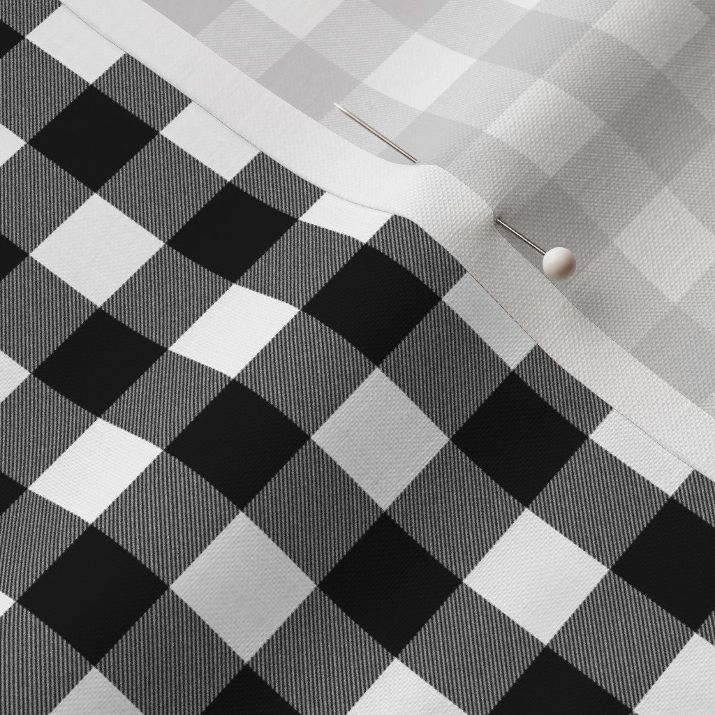 Black Color Classic Small Half Inch Gingham Check Tartan Plaid Fabric black plaid fabric
