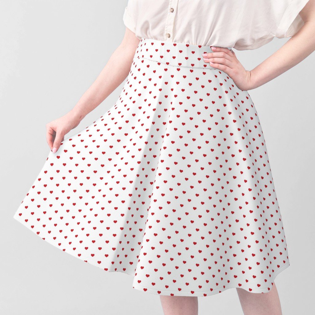 Mini Poppy Red Valentines Polkadot Love Hearts on White Background Fabric hearts fabric