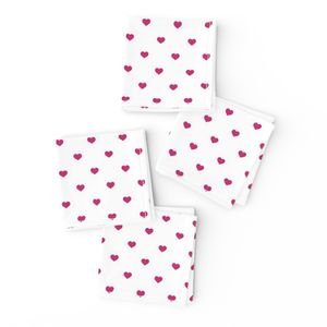Mini Bubble Gum Pink Color Valentines Polkadot Love Hearts on White Design Collection Home Styling Collection love heart napkins design