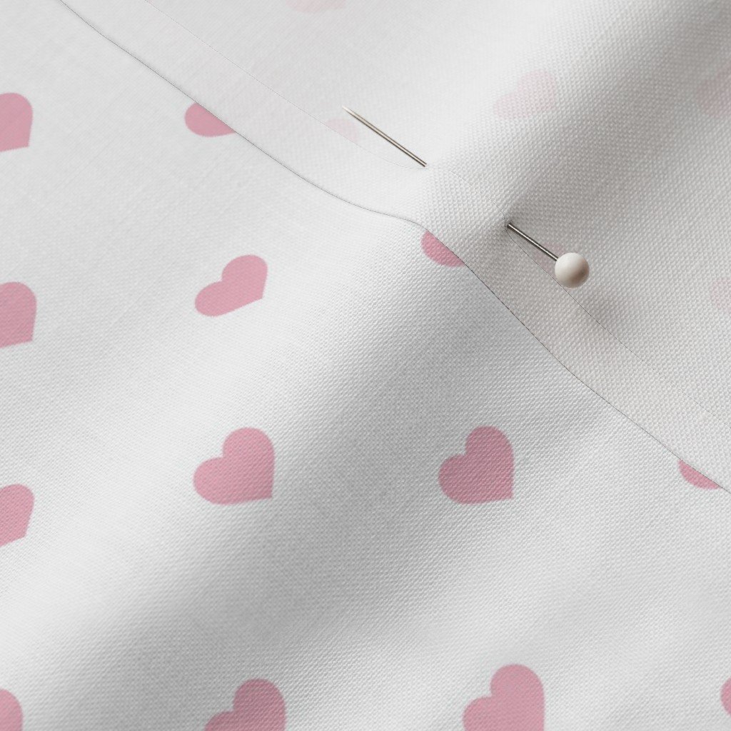Mini Blush Pink Valentines Polkadot Love Hearts on White Background Fabric white heart fabric