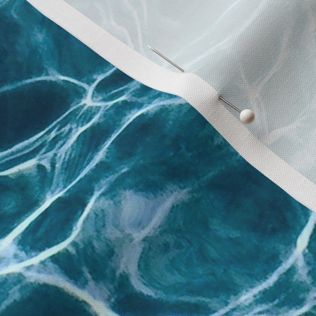 Teal Ripples in Wavy Water Fabric water waves fabric