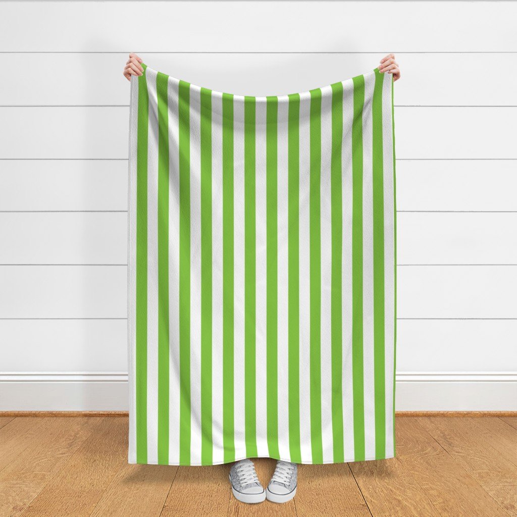 Lime and White 2 Inch Vertical Cabana Stripes Fabric table runners fabric