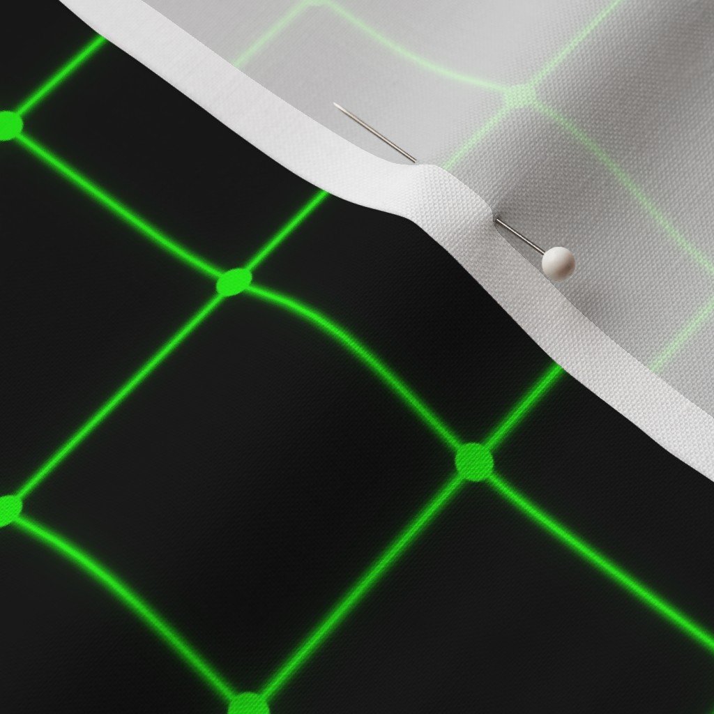 Small Matrix Optical Illusion Grid in Black and Neon Green Fabric dots fabric