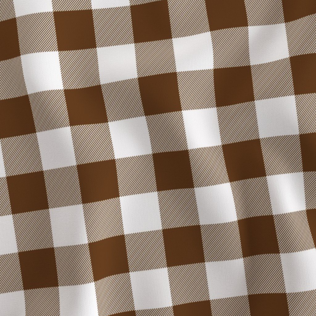 Brown and White Buffalo Check Gingham Plaid Fabric gingham table runner fabric