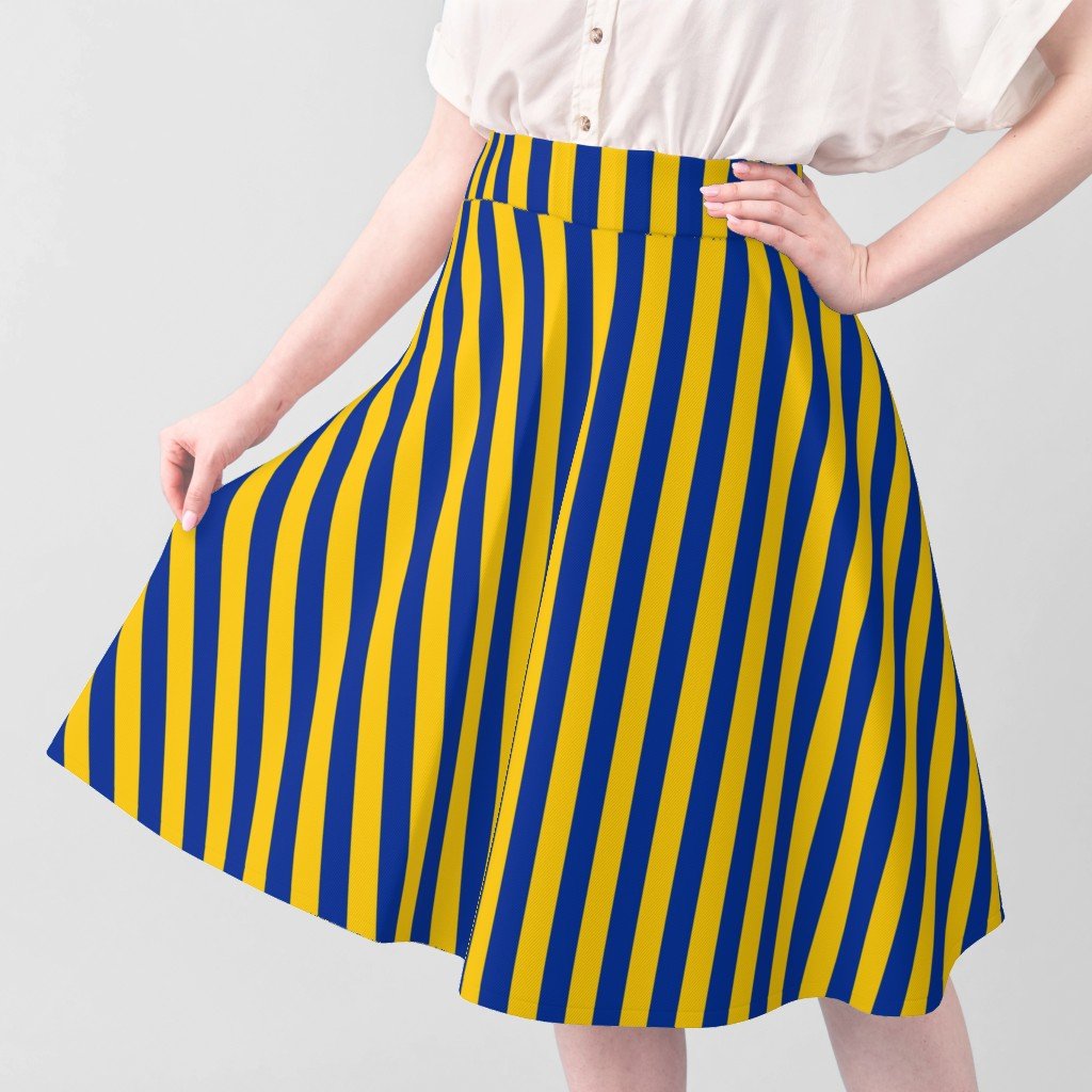 School Colors Vertical One Inch Stripe Blue and Gold Mairemont HS Fabric gold stripes fabric