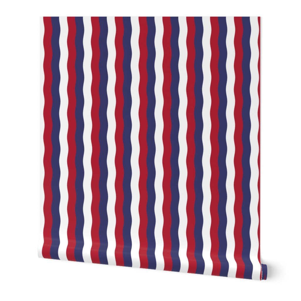 USA Red White and blue 1 inch Scalloped Vertical Waves Wallpaper flag colors wallpaper