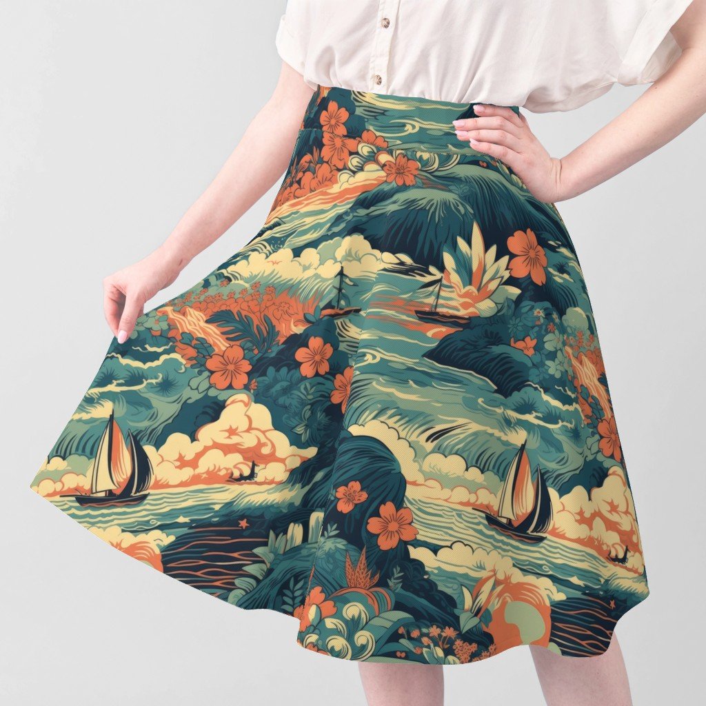 Vintage Hawaiian Seascape Fabric vintage print fabric