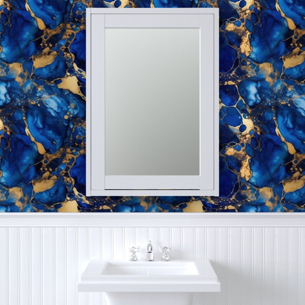 Cobalt Blue and Gold Alcohol Ink 1 Wallpaper alcohol ink wallpaper