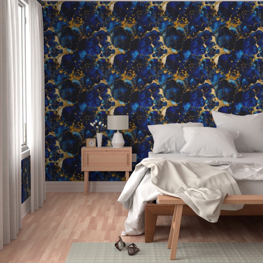 Cobalt Blue and Gold Alcohol Ink 2 Wallpaper alcohol ink wallpaper