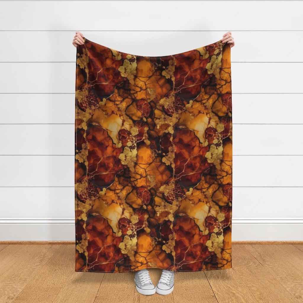 Amber and Gold Alcohol Ink 4 Fabric inky swirls fabric