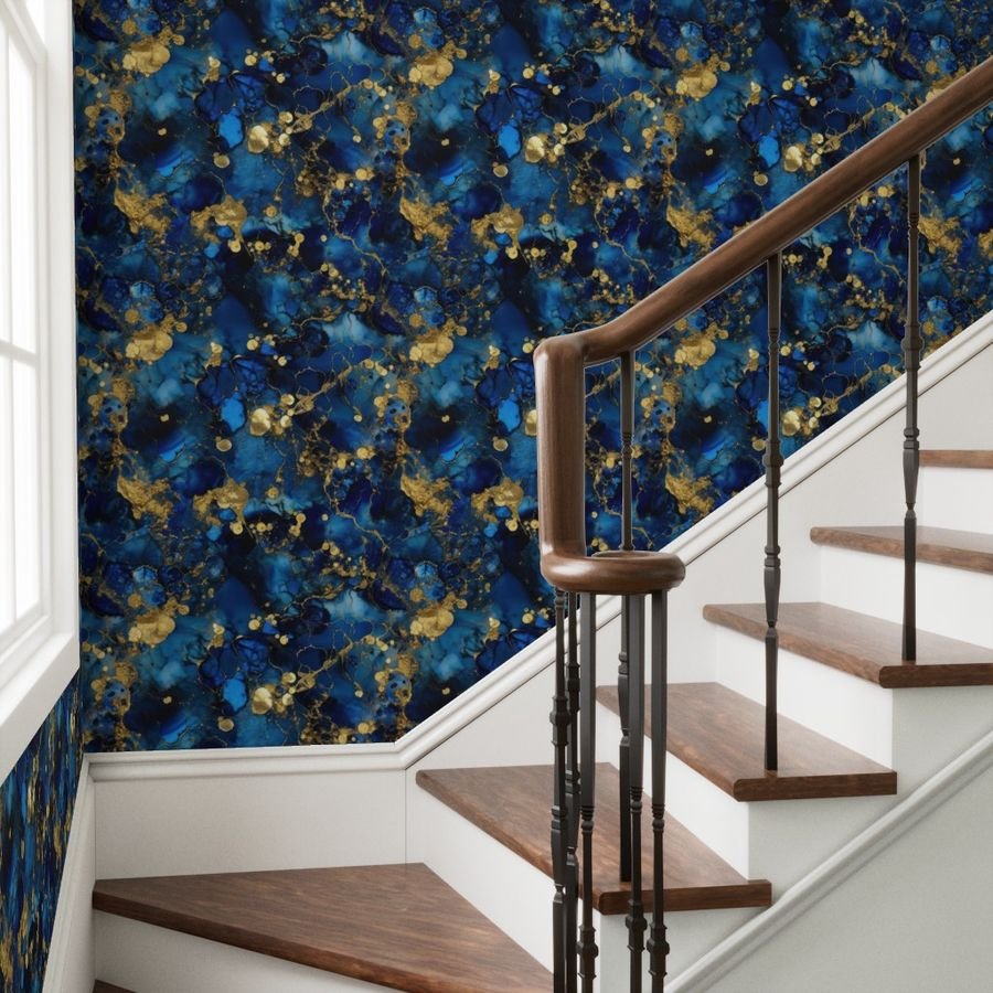 Lapis Lazuli and Gold Alcohol Ink 3 Wallpaper alcohol ink wallpaper