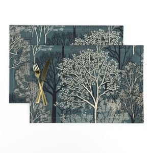 New England Endless Forest Trees Winter Design Collection Home Styling Collection winter garden placemat design