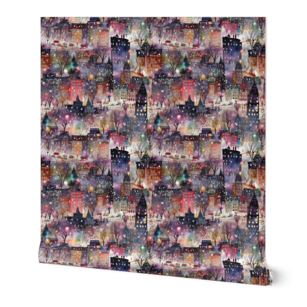 New York City Christmas Street Watercolor Wallpaper big apple wallpaper