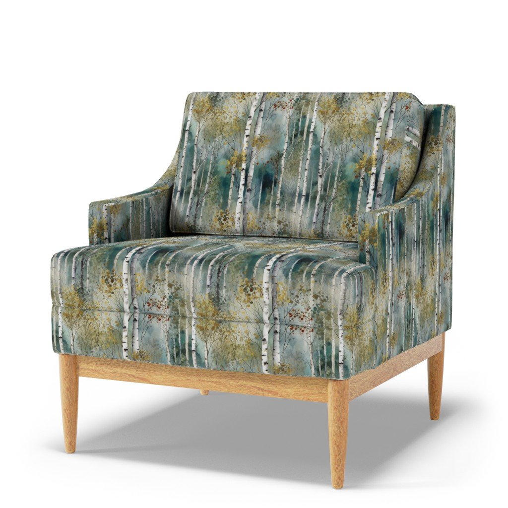 Smaller Endless Birch Tree Dreamscape Trees in Misty Forest Fabric seamless forest fabric