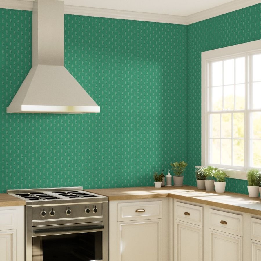 Mini Lady Liberty Statues Repeat in Beguiling Green Wallpaper beguiling green wallpaper