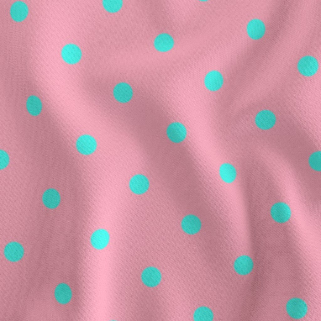 Large Polka Dots in South Beach Aqua Blue on Palm Beach Pink Fabric palm beach pink dots fabric