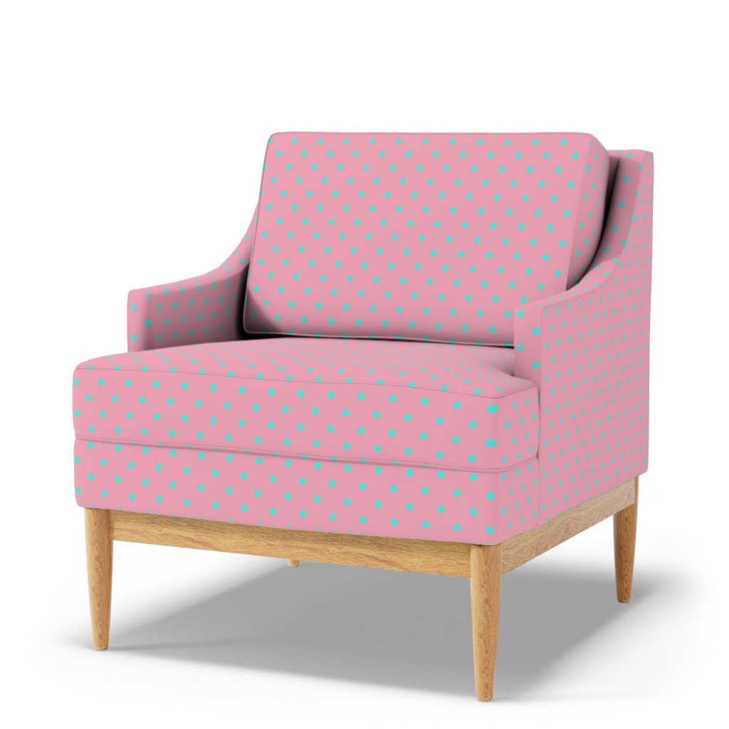 Small Polka Dots in South Beach Aqua Blue on Palm Beach Pink Fabric palm beach pink dots fabric