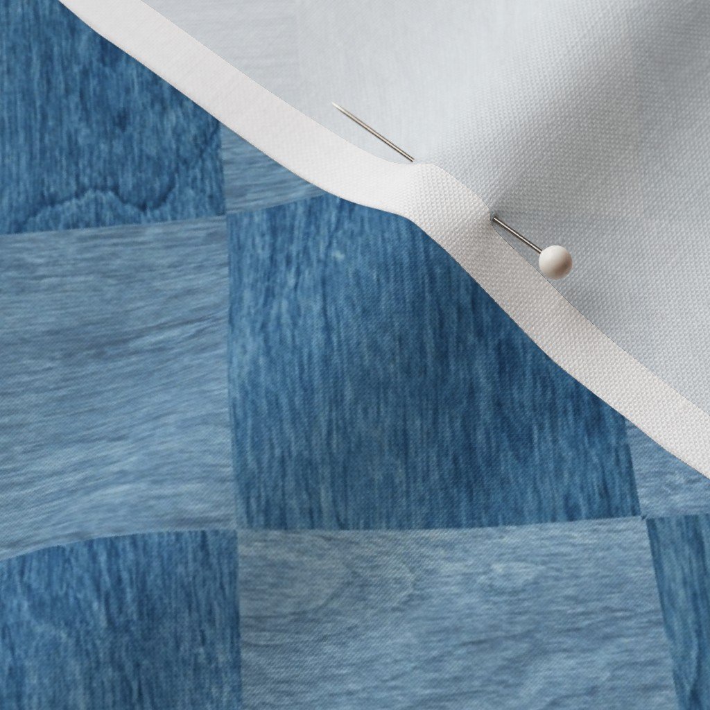 2 inch Diagonal Light and Dark Blue Stained Wood Checkerboard Chess Fabric wood tiles fabric