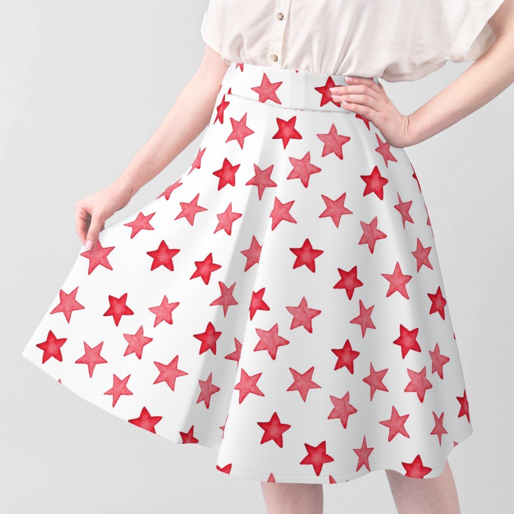 Large Faded Red Christmas Stars on White Fabric large stars fabric