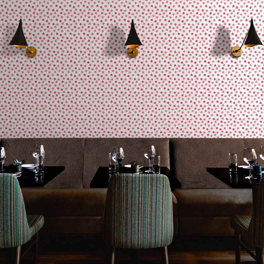 Faded Red Christmas Stars on White Wallpaper medium stars wallpaper