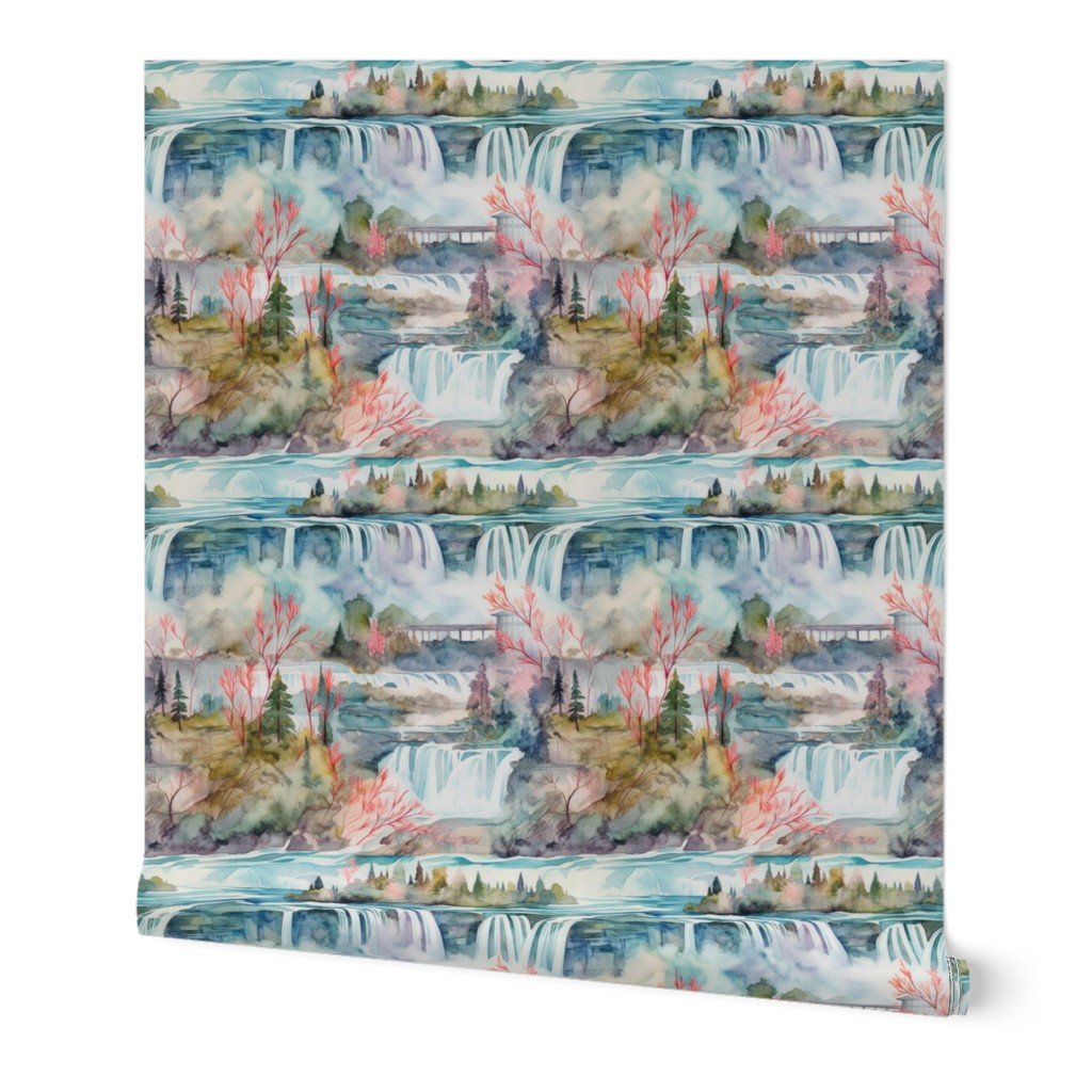 Majestic Niagra Falls Waterfall Border of Two North American Wallpaper new york falls wallpaper