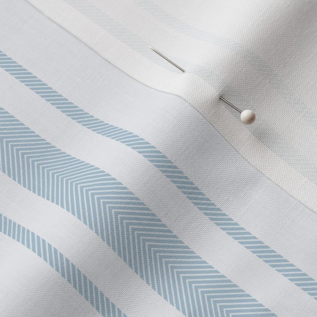 Sky Blue French Provincial Ticking Stripe on Off-White Fabric mattress ticking fabric