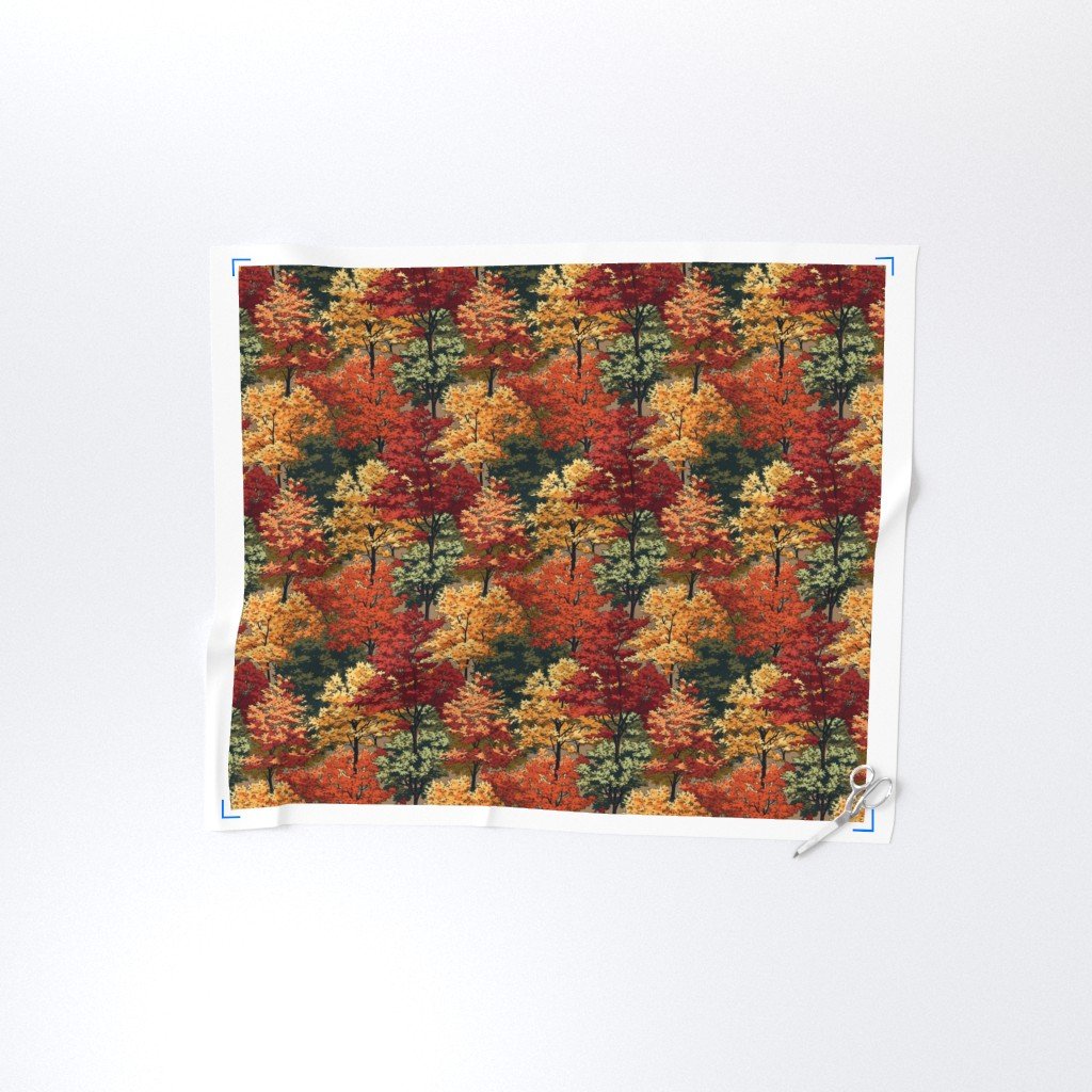 Small New England Endless Forest Fall Trees Fabric fall trees fabric