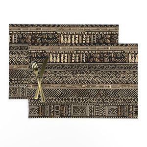 Tribal Mudcloth Boho Ethnic Print in Black and Cream Home Styling Collection Interior Collection ethnic mudcloth placemat design