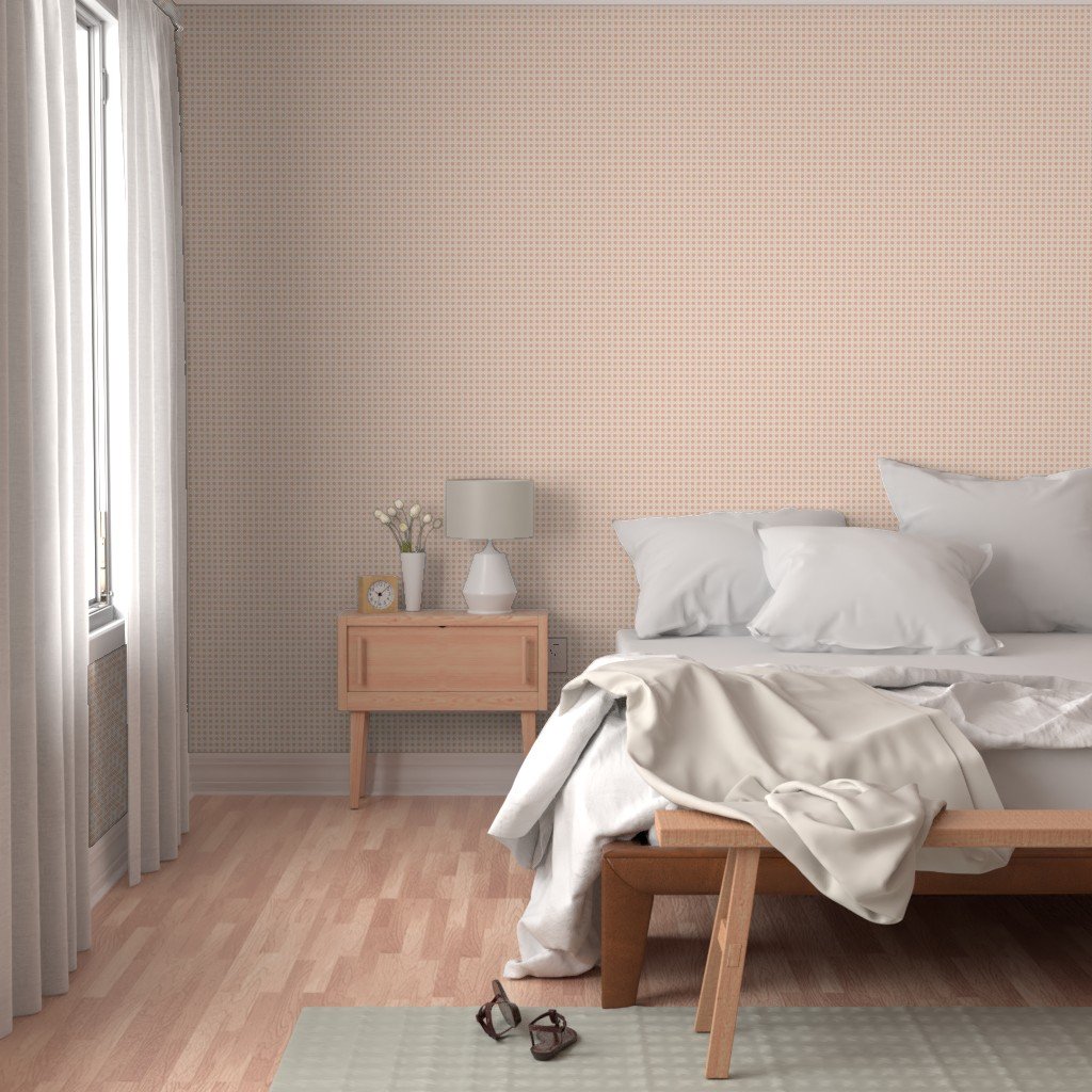White Caning Wicker Rattan Pattern on Peach Fuzz Color of the Year 2024 Wallpaper peach caning wallpaper