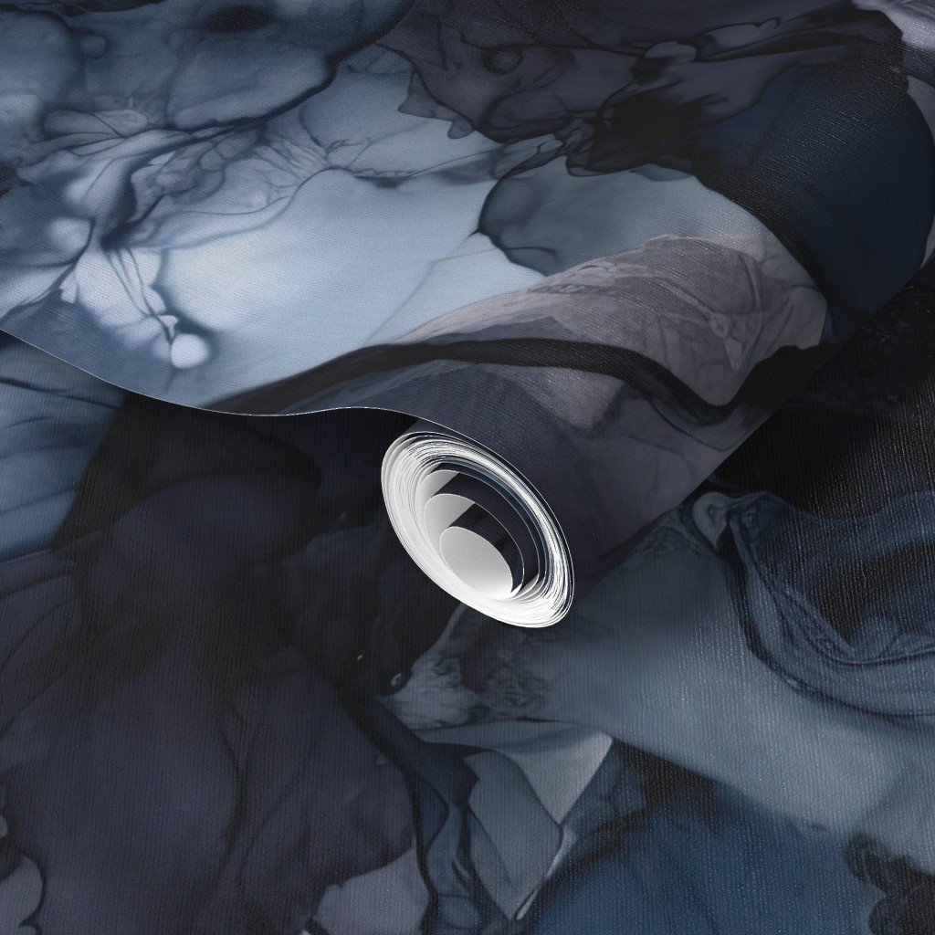 Twilight Navy Blue Lavender and Grey Alcohol Ink Liquid Swirls Wallpaper alcohol ink wallpaper