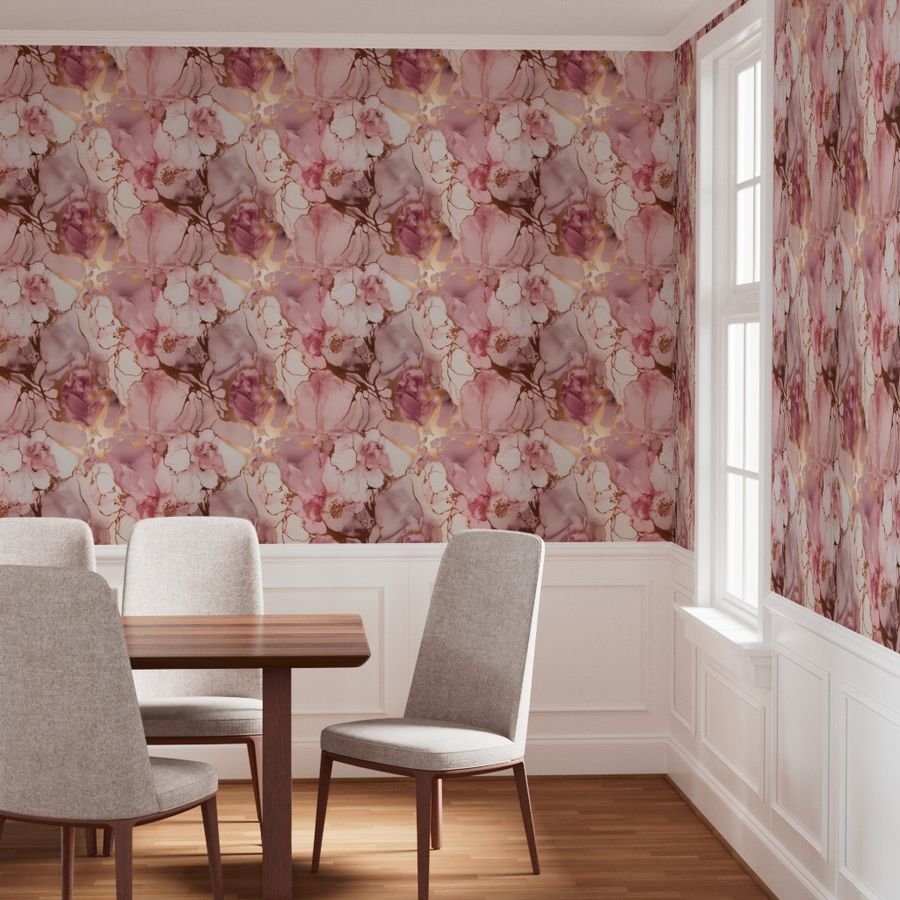 Pale Pink and Rose Gold Alcohol Ink Liquid Swirls Wallpaper alcohol ink wallpaper