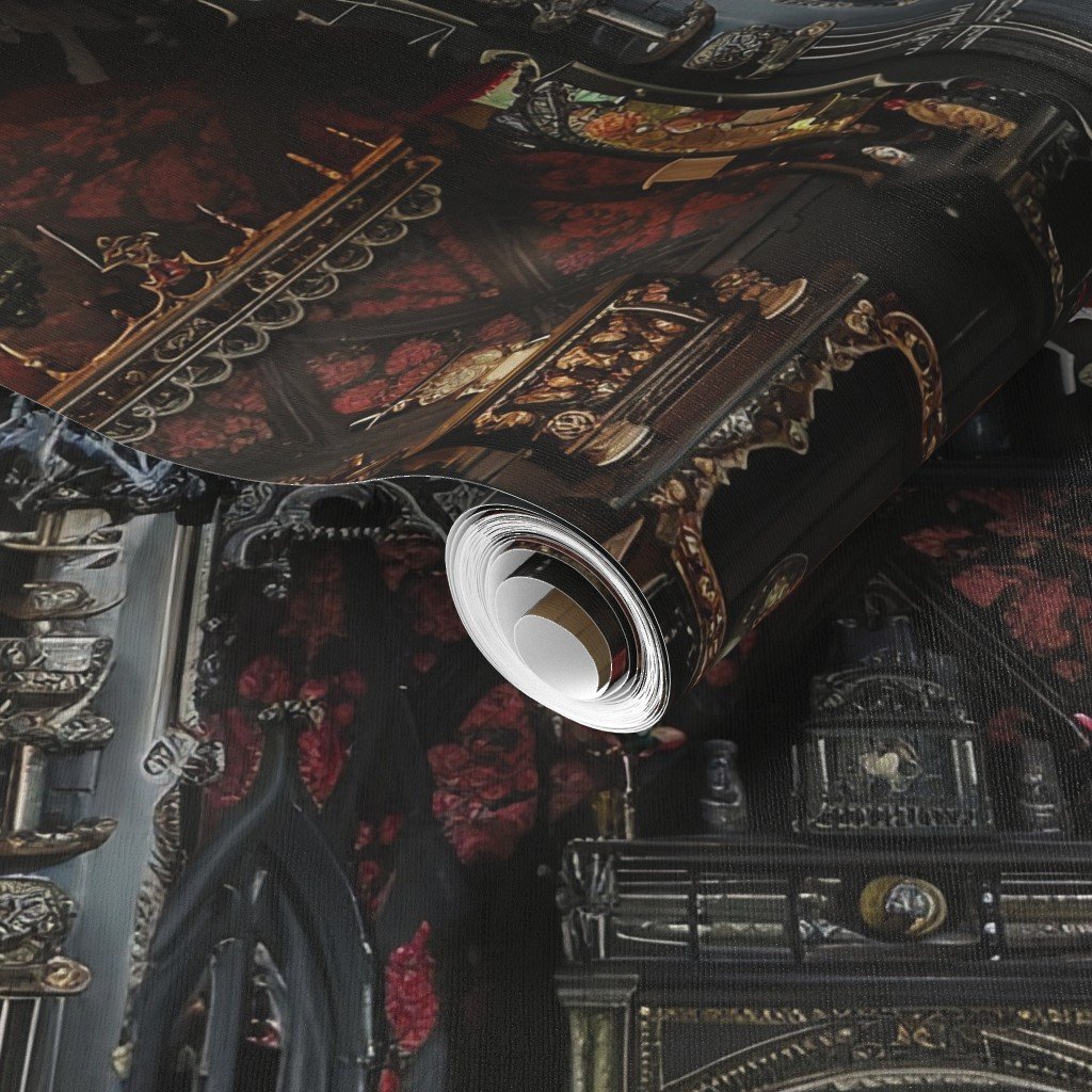 Victorian Gothic Haunted Dollshouse with Dolls in Dark Academia Wallpaper dark academia wallpaper