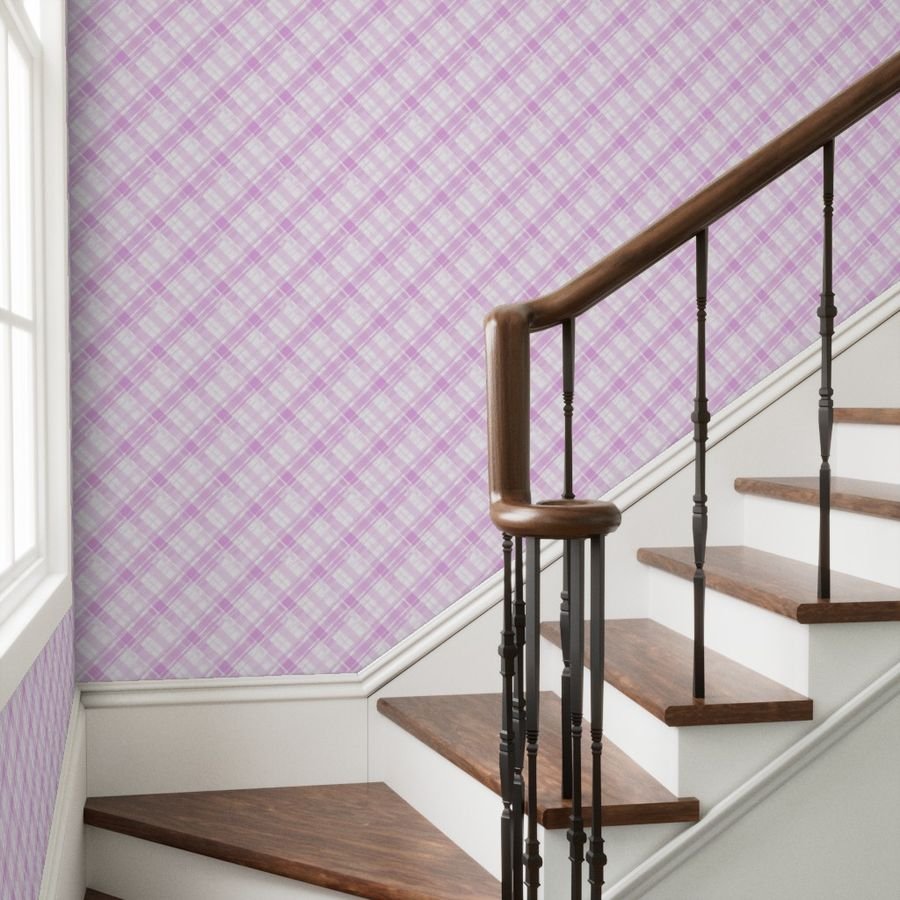 Faded Madras Diagonal Plaid in Pink Wallpaper madras patchwork wallpaper