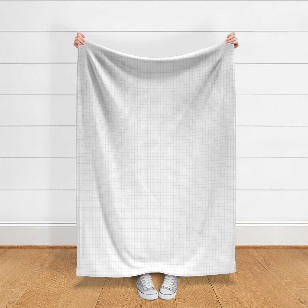 1 Inch Grid Line Pattern with Dusty Blue Lines on White Fabric fabric fabric