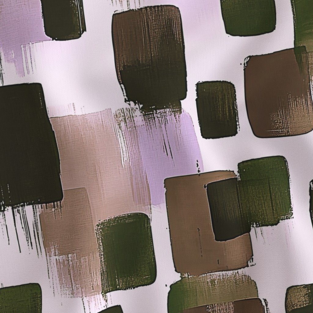 Large Abstract Earthy Brushstroke Blocks in Green and Brown Fabric design fabric