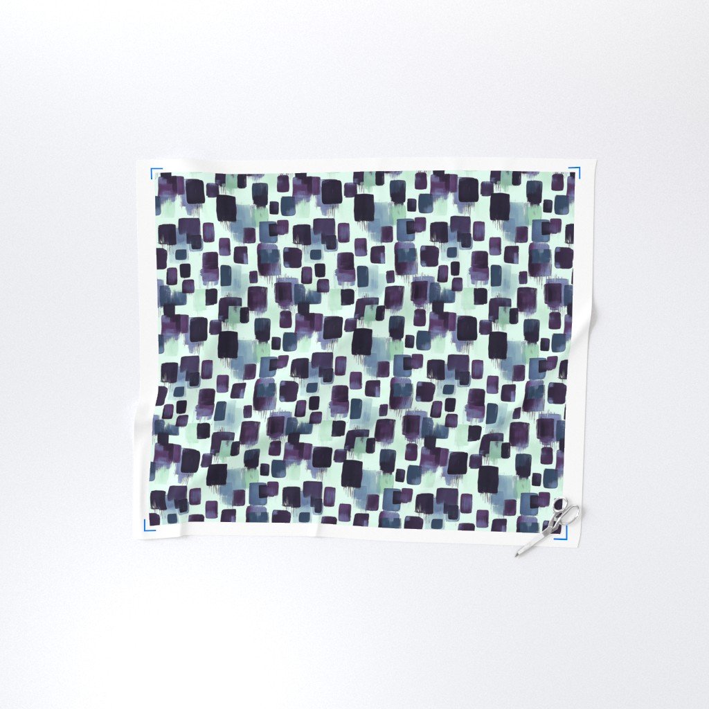 Abstract Brushstroke Blocks in Purple Teal and Soft Mint Fabric crafts fabric
