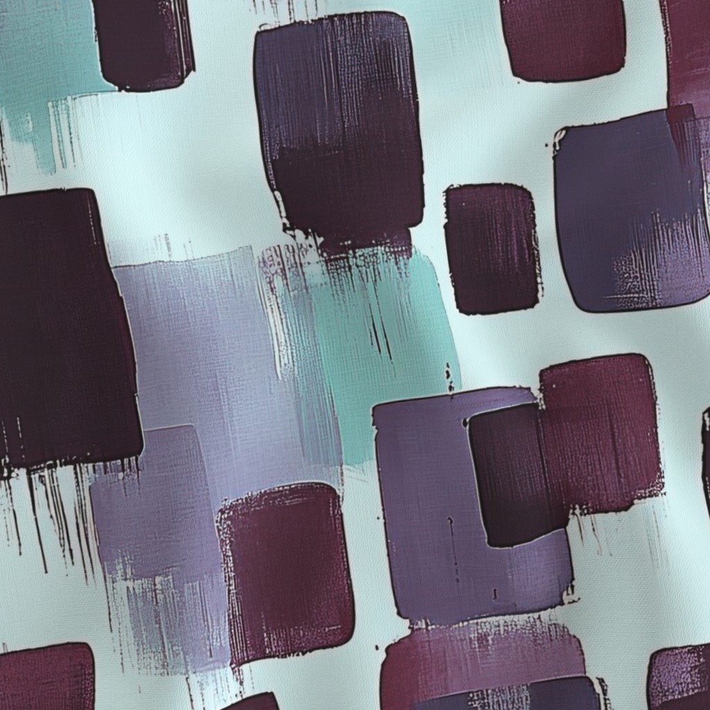 Large Abstract Brushstroke Blocks in Burgundy Teal and Soft Mint Fabric burgundy fabric