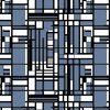 Slate Blue Modernist City Blocks Geometric Pattern
