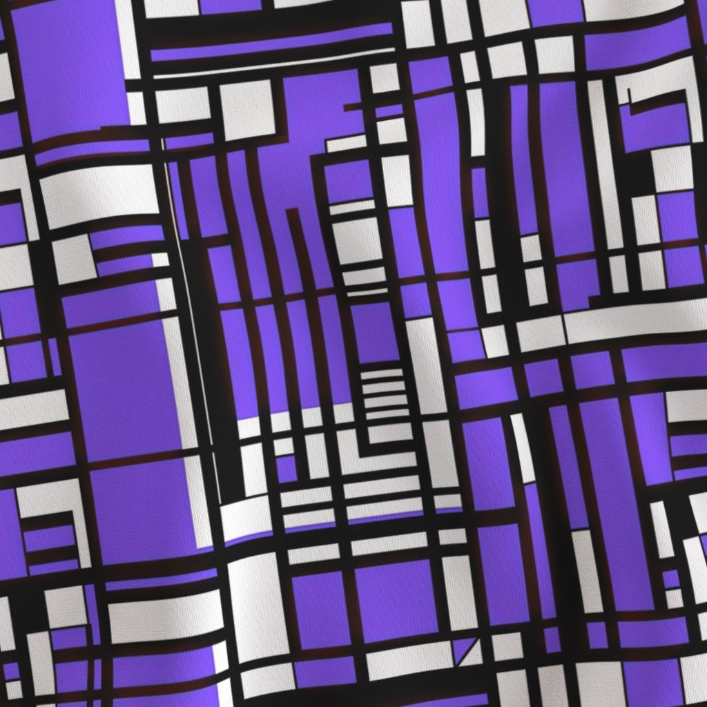 Electric Violet Modernist City Blocks Geometric Pattern Fabric electric violet fabric