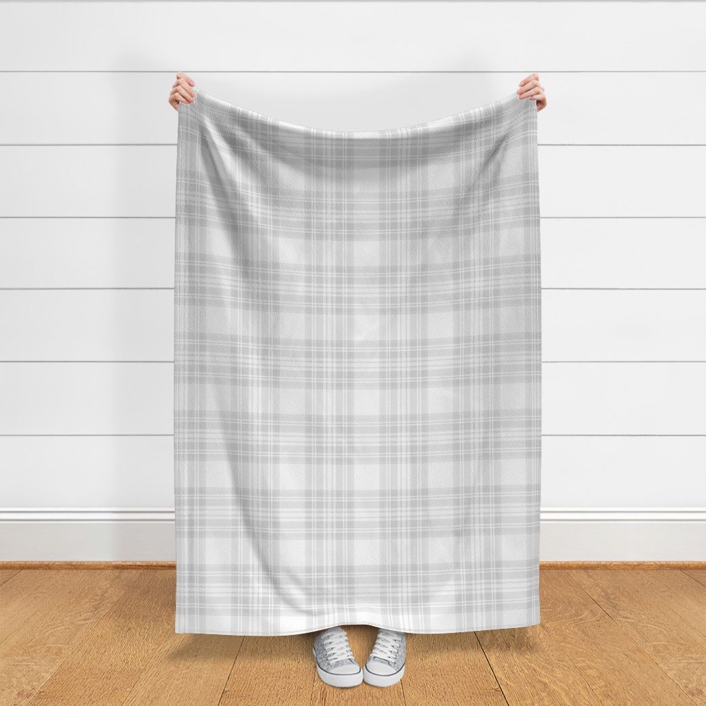 Cloud Grey Pale Airy Large Traditional Tartan Plaid Pattern Fabric cloud fabric