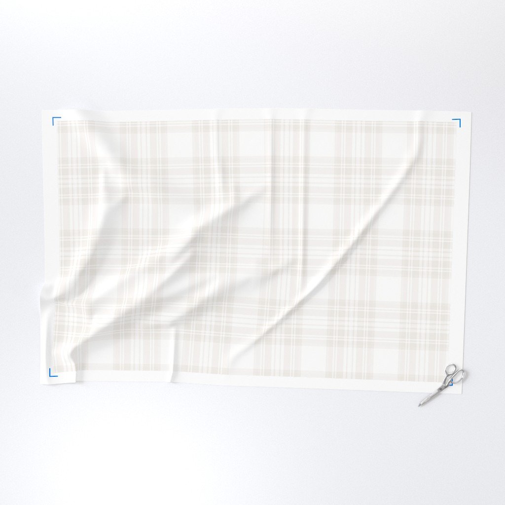 Soft Bone White Large Traditional Tartan Plaid Pattern Fabric cottage fabric