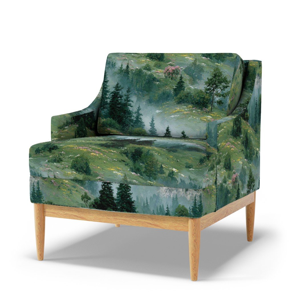 Olympic National Park Spring Watercolor Wildflower Landscape Fabric olympic fabric