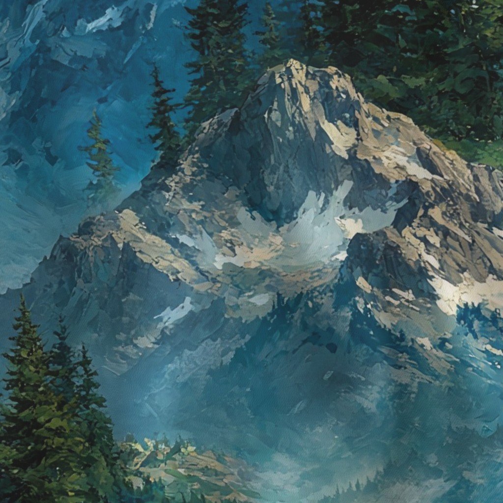 Olympic National Park Summer Watercolor Mountain Landscape Fabric nature fabric